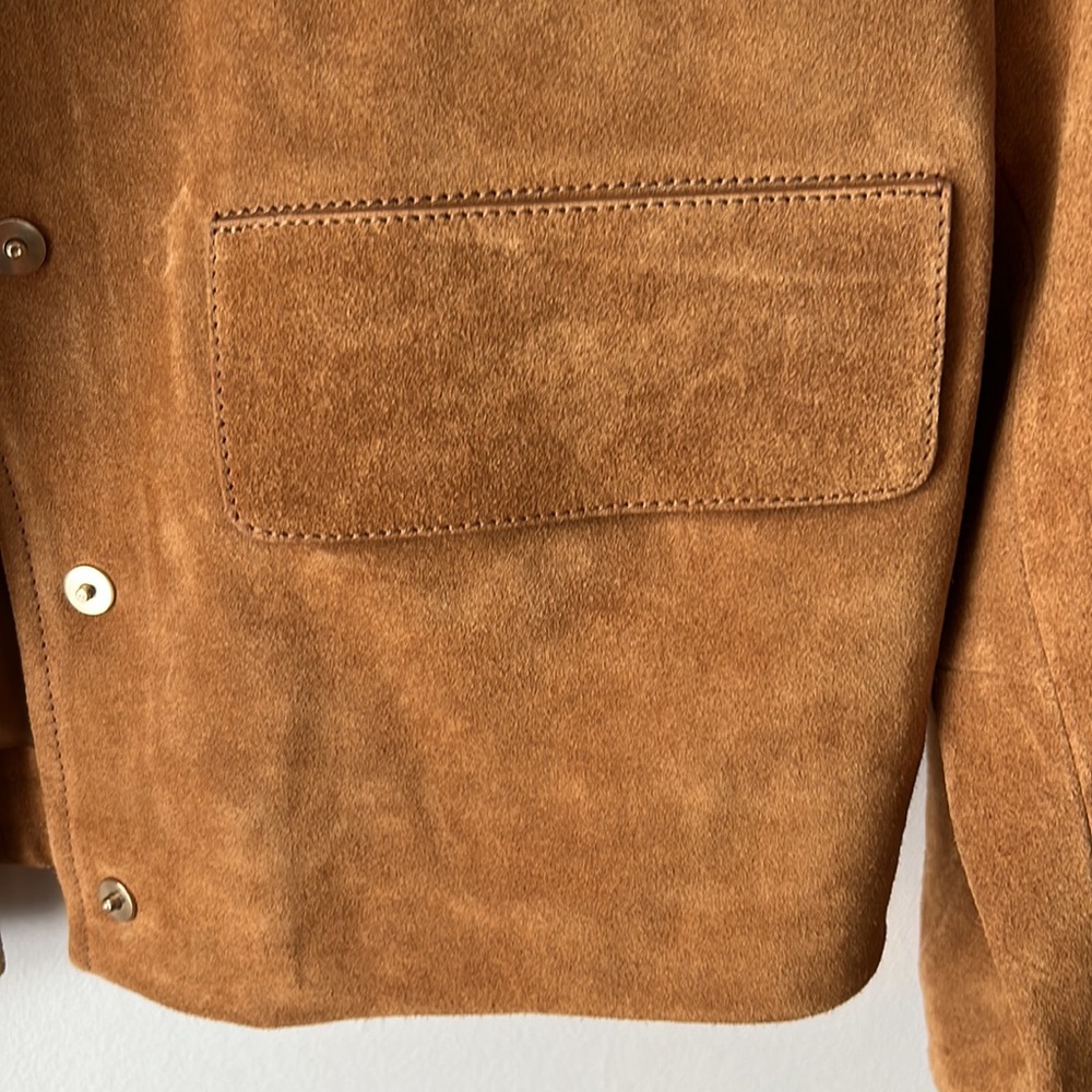Massimo Dutti NWT Suede Leather Bomber Jacket With Gold Buttons. Size Small. - Picture 5 of 16